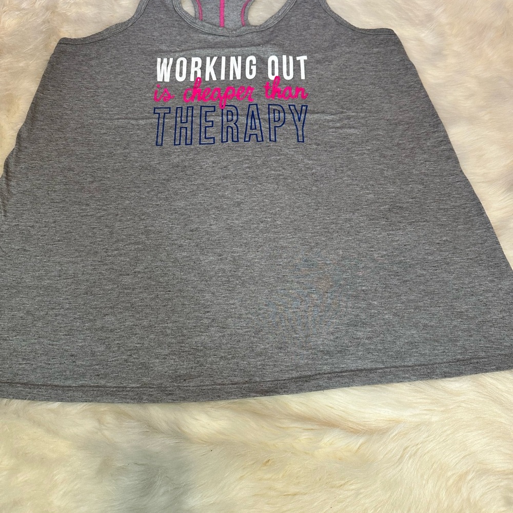 Athletic Works Gray Graphic Tank Top Relaxed Fit